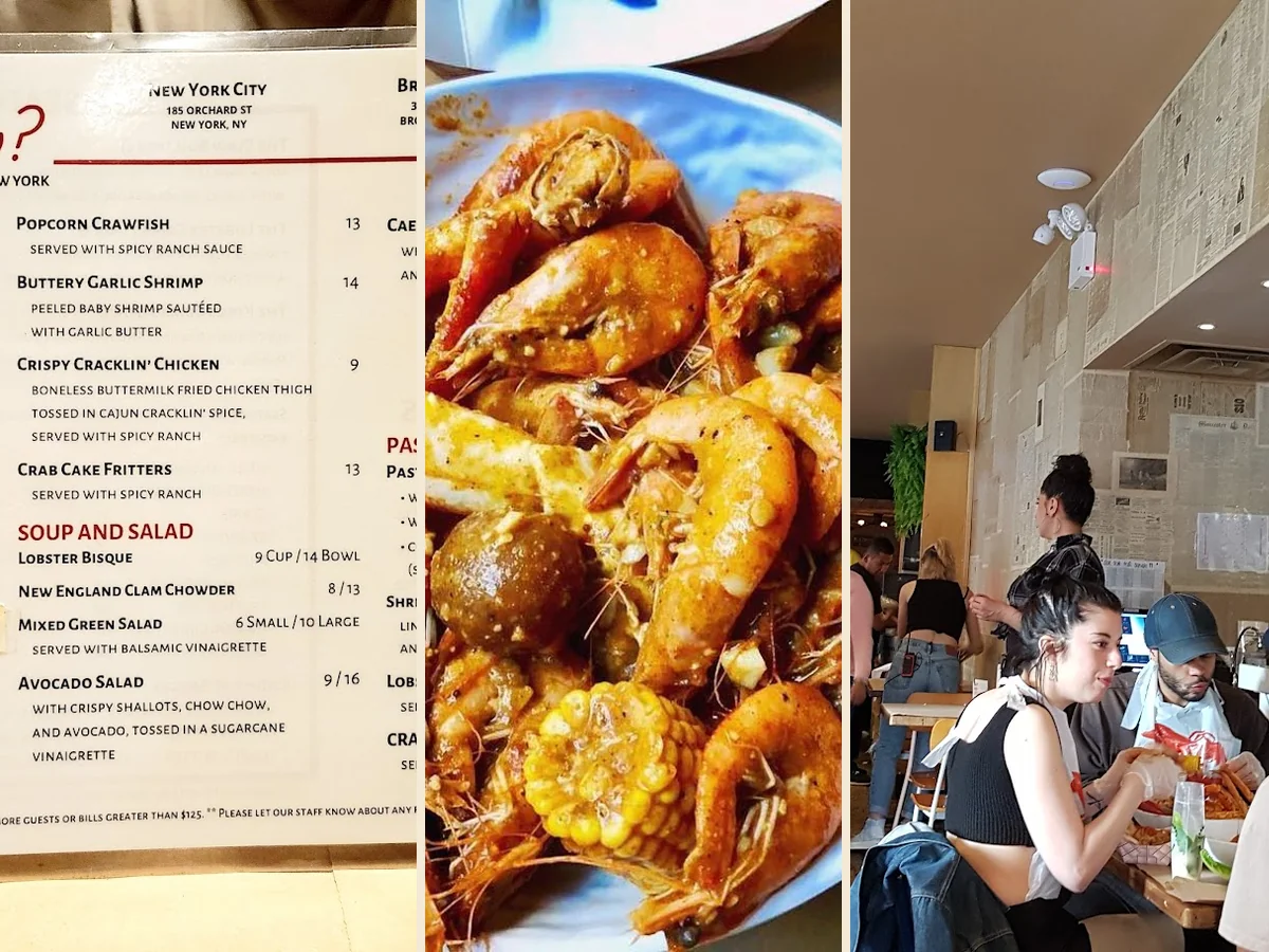 Seafood platters on a casual restaurant table.